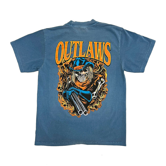 Outlaws Blue Cowboy Tee Garment Dyed